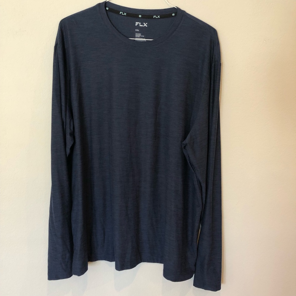 FLX Men's Long Sleeve Crew Neck Tee in Navy, XXL NWOT